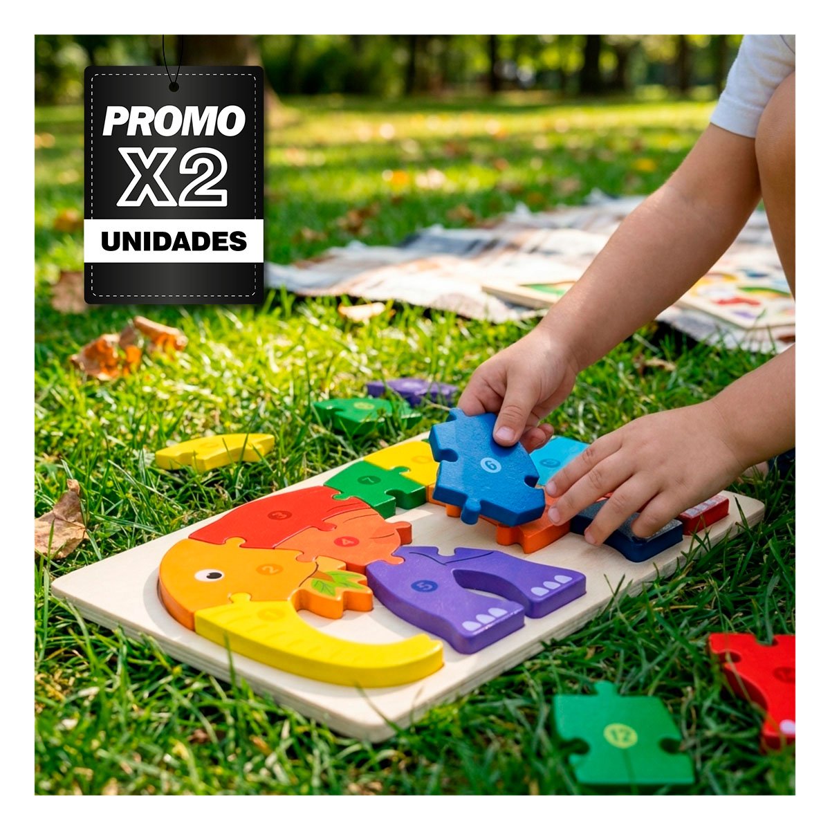 PACK2 PUZZLE DE NUMEROS CON FIGURA DE ELEFANTE INFANTIL MULTICOLOR 18X30CM - 1
