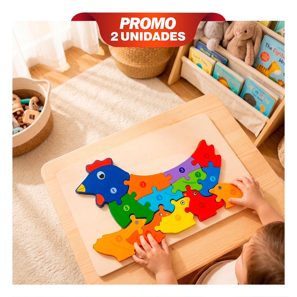 PACK2 JUEGO CREATIVO DE NUMEROS CON GALLINA MULTICOLOR INFANTIL 18X30CM YPAPEL REGALO - 1