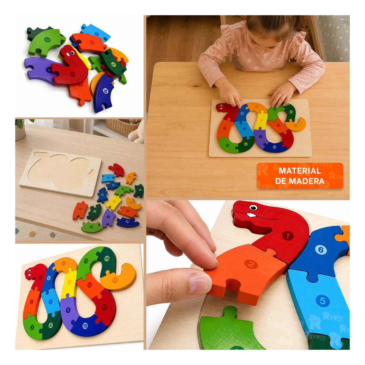 PACK4 PUZZLE EDUCATIVO CULEBRA CON PIEZAS NUMERICAS MULTICOLOR 18X30CM - 4
