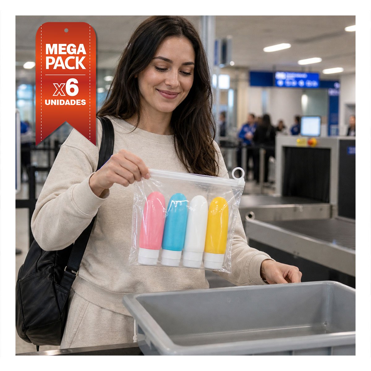 PACK6 PACK 4 BOTELLAS DE VIAJE MULTICOLOR PARA ASEO PERSONAL DE MALETA CALIDAD YPAPEL REGALO - 1