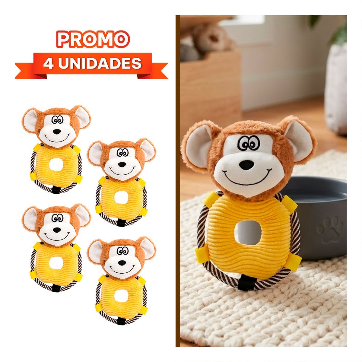 PACK4 FIGURA DECORATIVA MONO ARO MARRON PARA DORMITORIO Y COLECCION INFANTIL YREGALO STICKER - 1