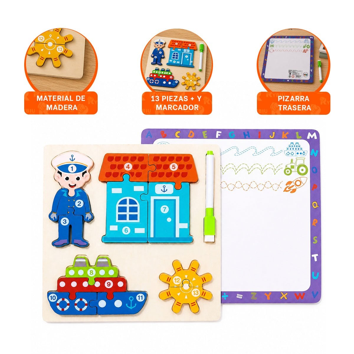 PACK2 JUEGO CREATIVO DE NUMEROS CON MARINERO Y ELEMENTOS INFANTIL 22,5CM YPAPEL REGALO - 2