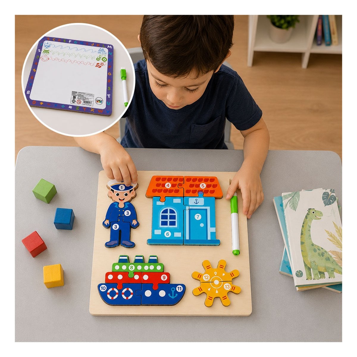 PACK2 JUEGO CREATIVO DE NUMEROS CON MARINERO Y ELEMENTOS INFANTIL 22,5CM YPAPEL REGALO - 3
