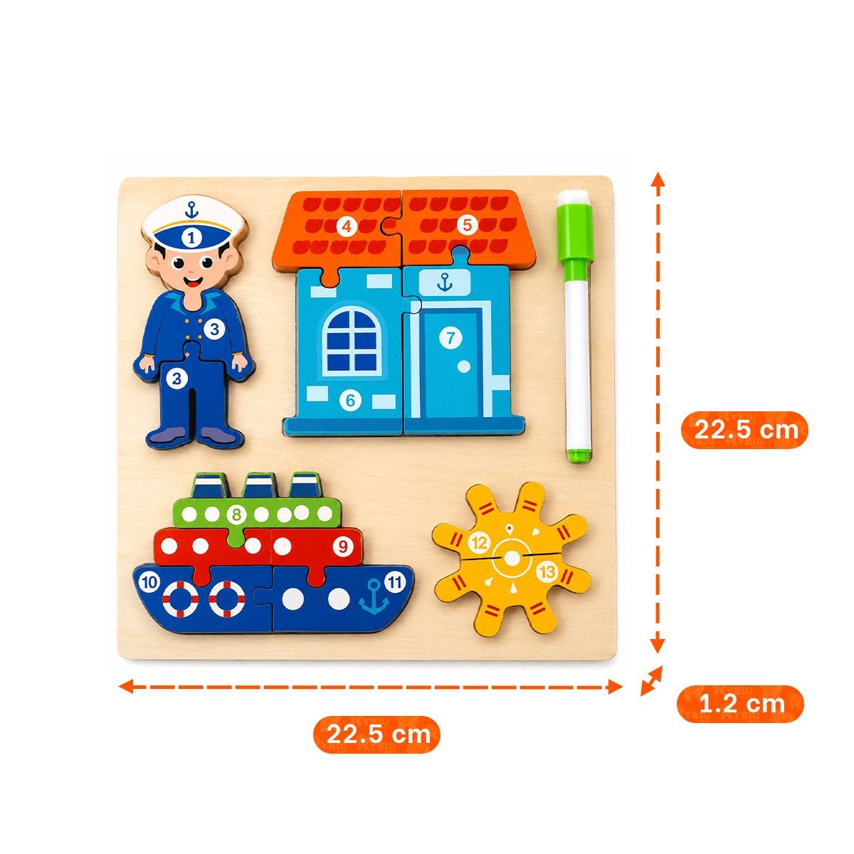PACK2 JUEGO CREATIVO DE NUMEROS CON MARINERO Y ELEMENTOS INFANTIL 22,5CM YPAPEL REGALO - 4