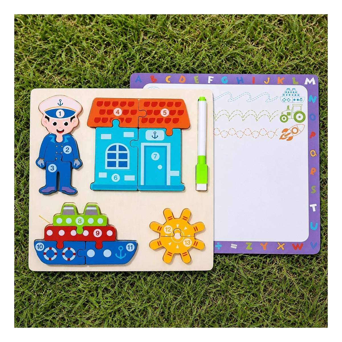 PACK6 PUZZLE DE APRENDIZAJE CON NUMEROS Y MARINERO Y ELEMENTOS MULTICOLOR 22,5CM - 3