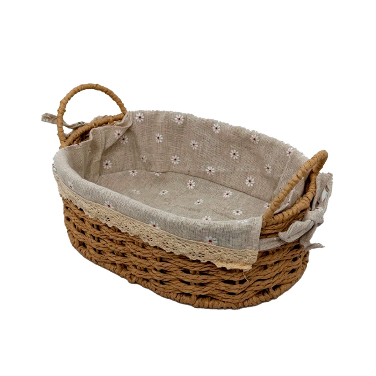 CANASTA CON 2 ASAS Y 30X21X14CM PARA PICNIC BEIGE Y PLOMO Y LIGAS REGALO - 1