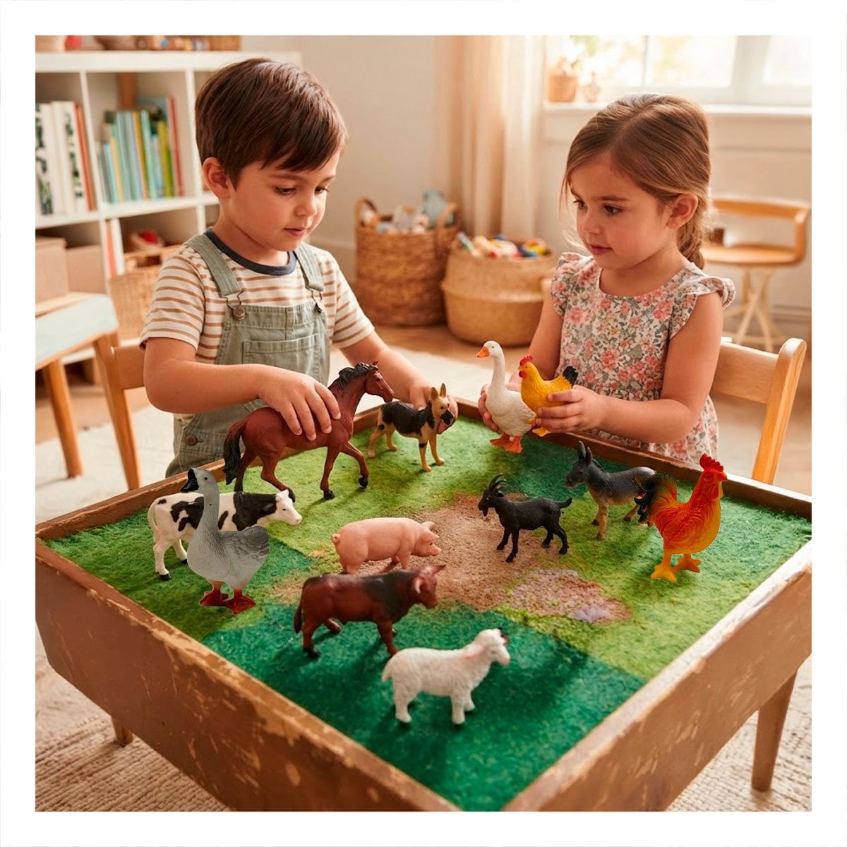 SET DE ANIMALES DE GRANJA 12 PZS MULTICOLOR PARA JUEGO EDUCATIVO INFANTIL - 1