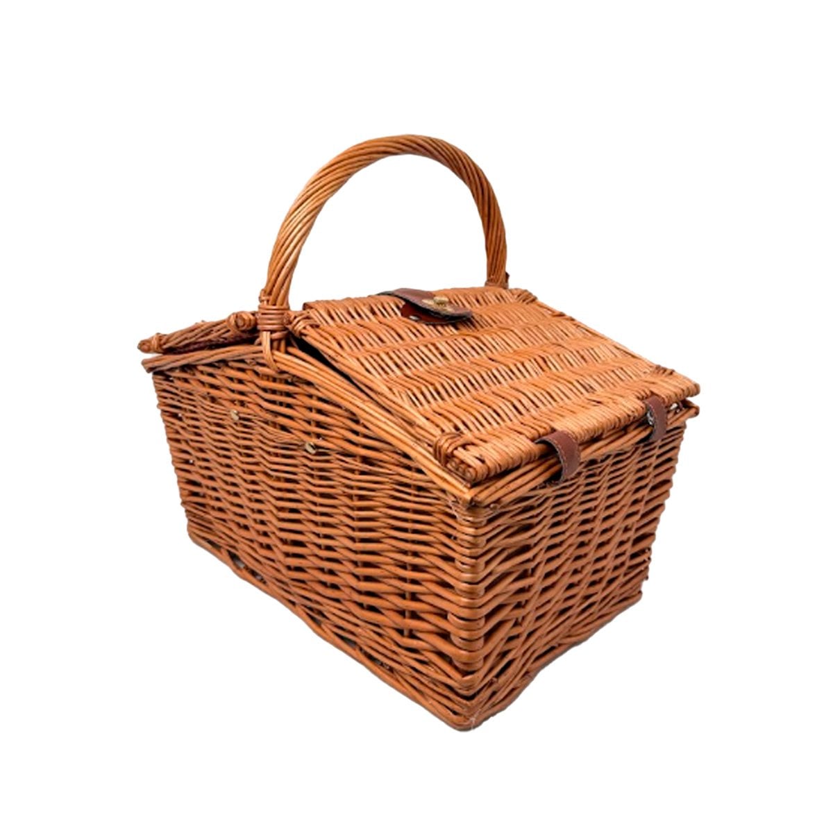 CANASTA CON 1 ASA Y 2 TAPAS 42X27X39CM PARA PICNIC MOSTAZA Y ROJO Y LIGAS REGALO - 1