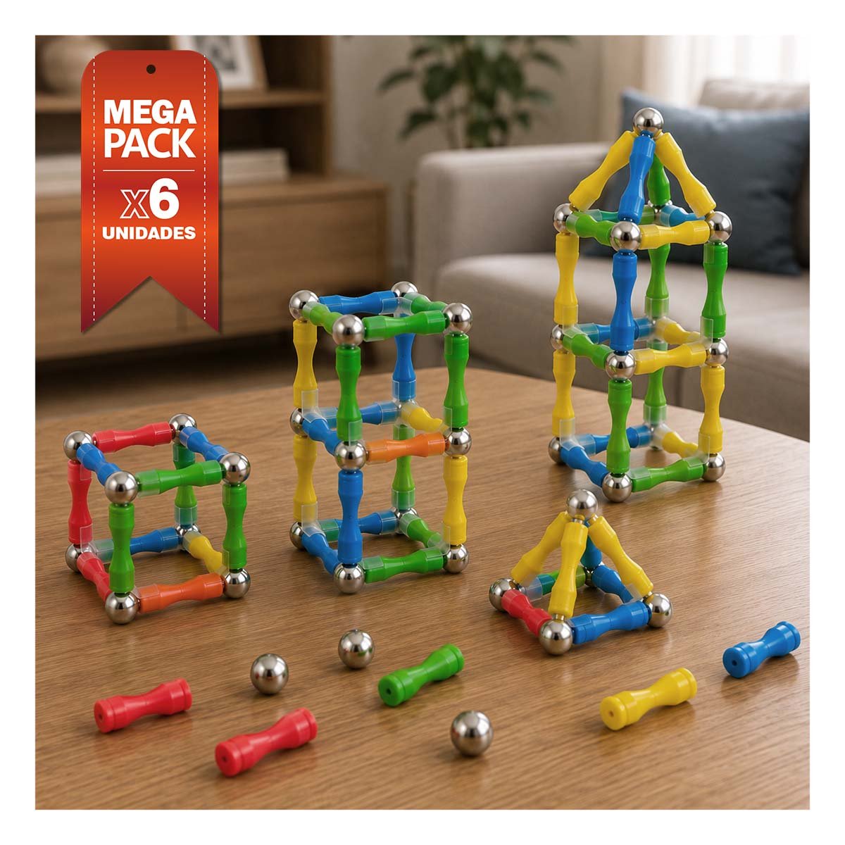 PACK6 BLOQUES CREATIVOS MULTICOLOR CON SISTEMA MAGNETICO 142 PZ INFANTIL YPAPEL REGALO - 1