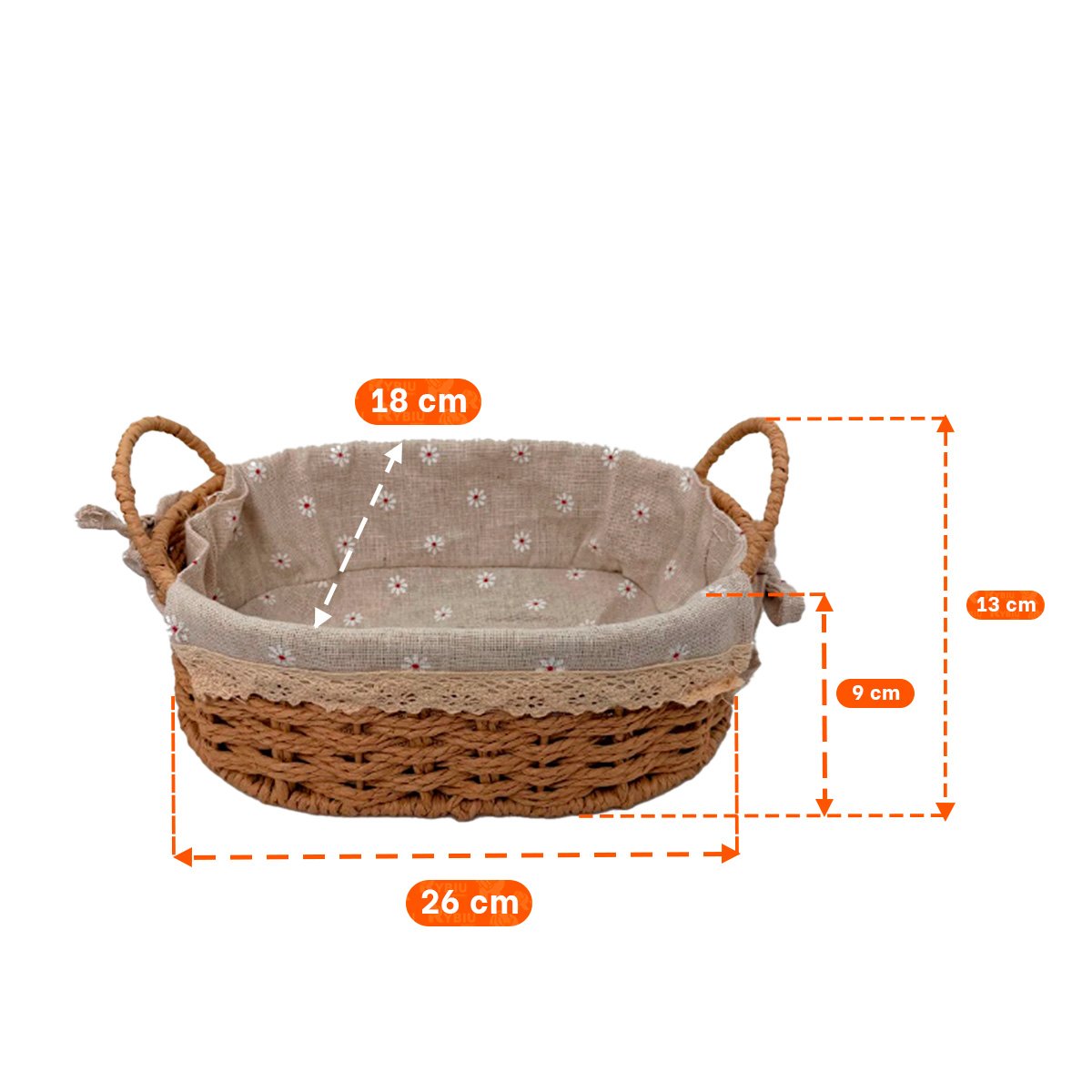 CANASTA CON 2 ASAS Y 26X18X13CM PARA PICNIC BEIGE Y PLOMO Y LIGAS REGALO - 2