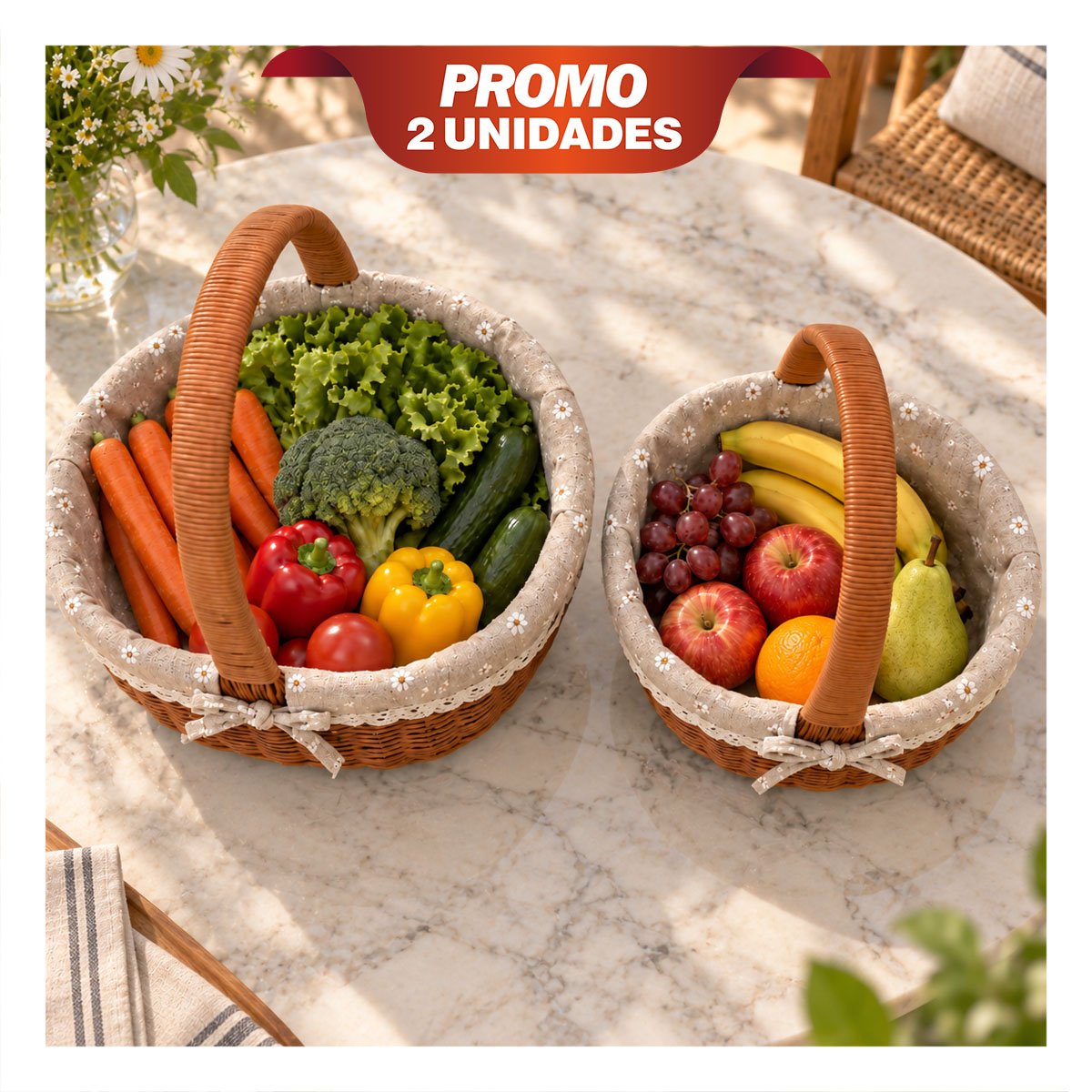 PACK2 PACK 2 CANASTA OVALADA BEIGE Y PLOMO TEJIDAS YPAPEL REGALO - 1