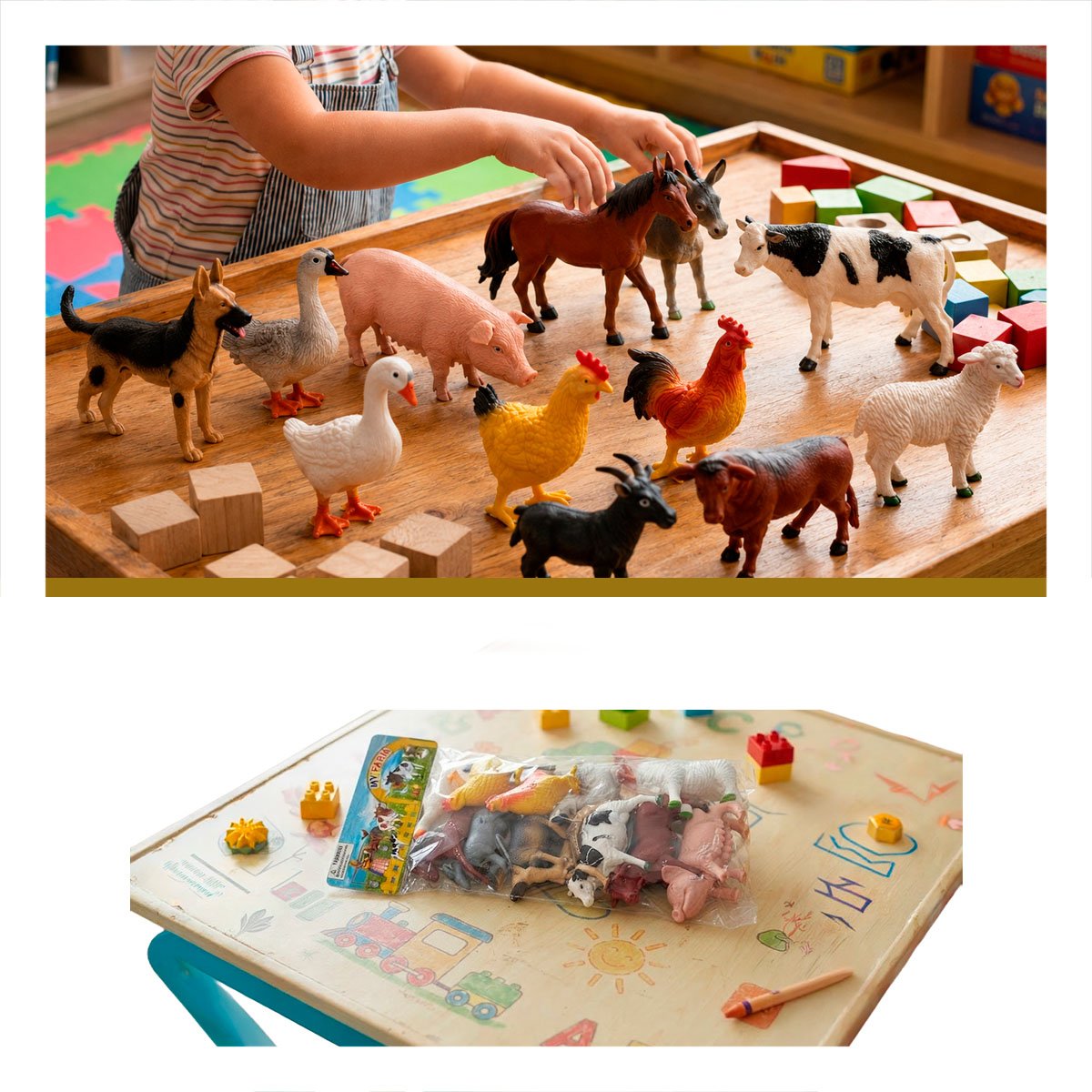 PAQUETE DE FIGURAS ANIMALES DE GRANJA 12 PZS MULTICOLOR PARA NINOS EN CASA Y LIGAS REGALO - 1