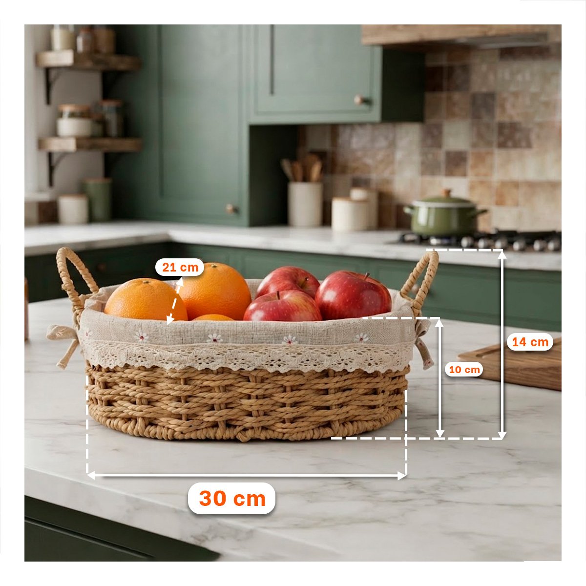 PACK6 CANASTA TEJIDA PARA PICNIC 30X21X14CM CON FORRO Y BEIGE Y PLOMO - 2