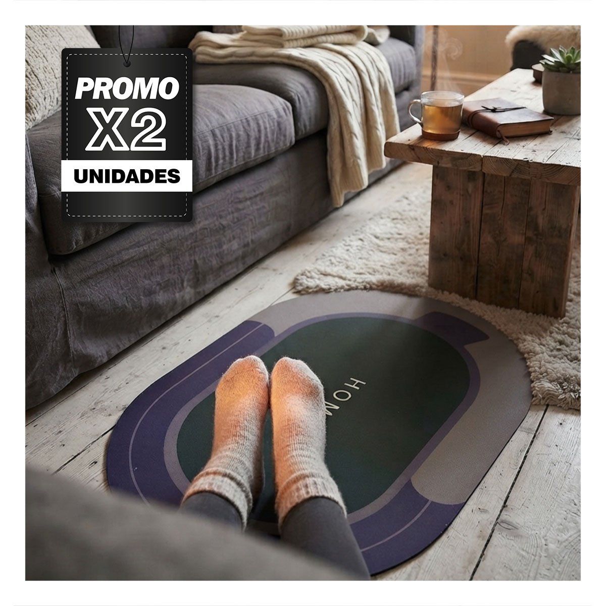 PACK2 ALFOMBRA OVALADA CON BORDE VERDE AZUL 38,7X57,5 CM HOME - 1