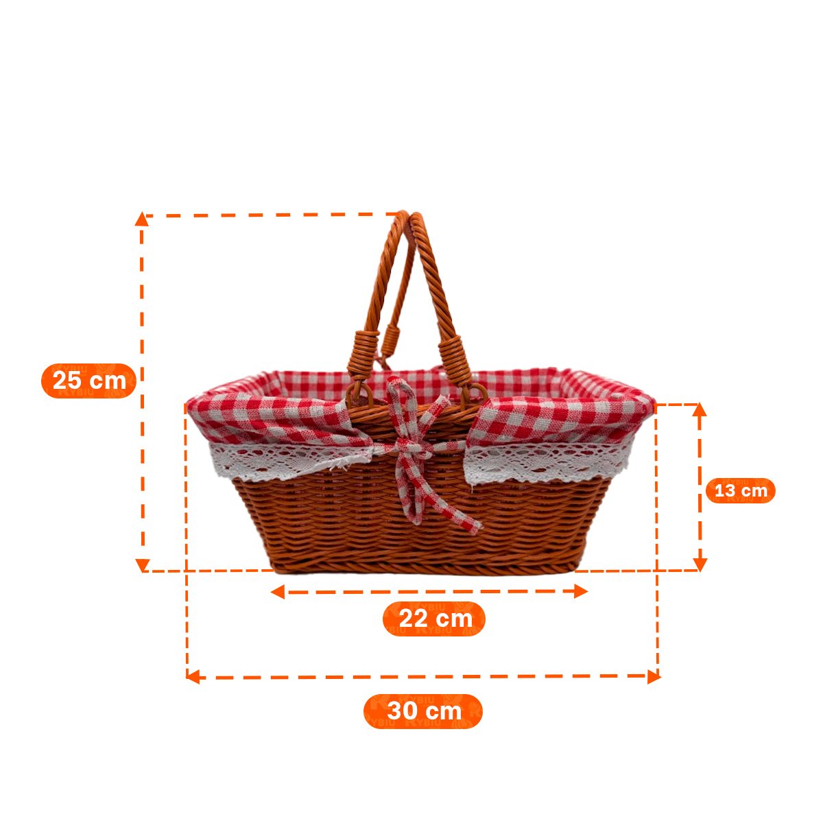 PACK4 CESTA TEJIDA CON MOSTAZA Y ROJO 40X27X36CM PARA PICNIC YREGALO STICKER - 2