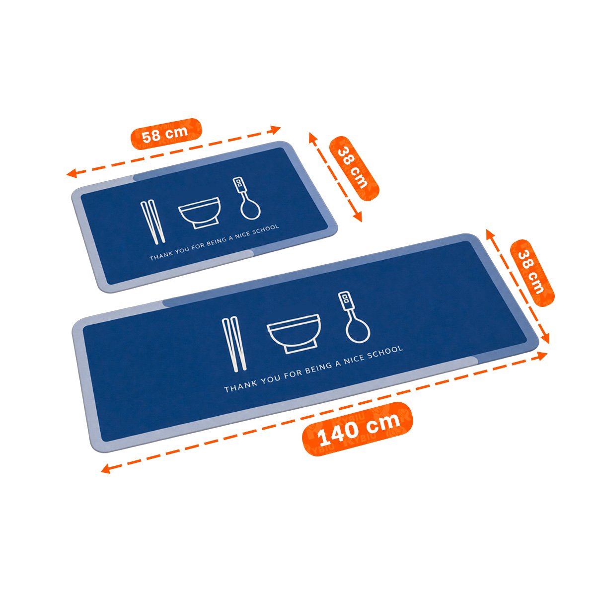 PACK2 JUEGO 2 FELPUDOS RECTANGULARES AZUL ACERO THANK YOU 58X38 Y 140X38 CM YREGALO STICKER - 2