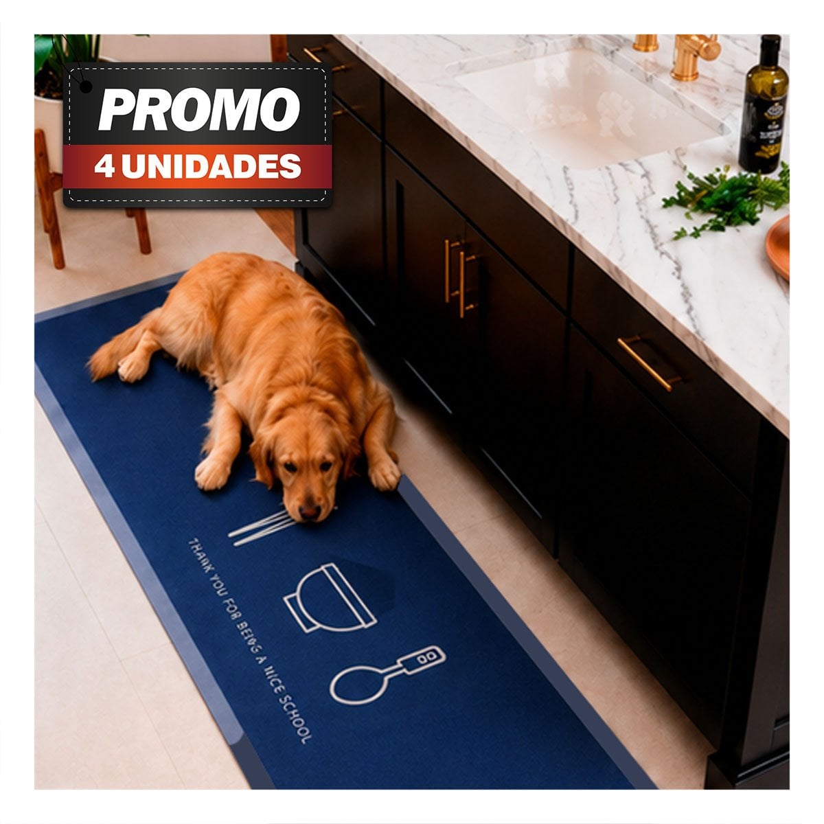 PACK4 SET DE TAPETES THANK YOU AZUL ACERO PARA ENTRADA 58X38 Y 140X38 CM - 1