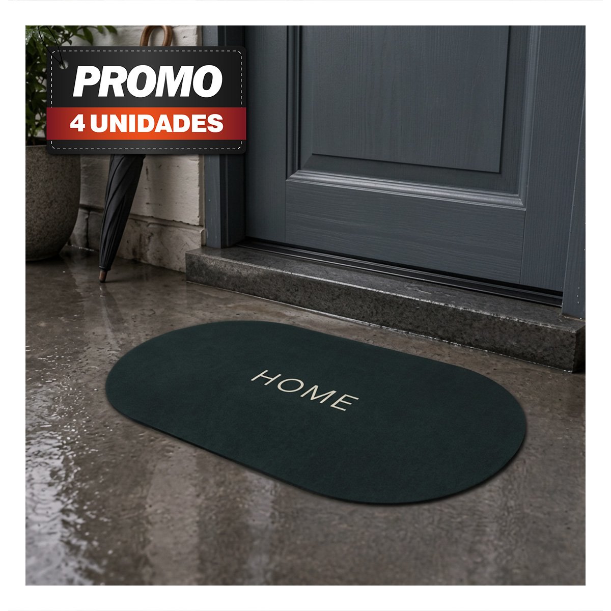 PACK4 TAPETE DECORATIVO 38,7X57,5 CM HOME OVALADO VERDE MILITAR - 1