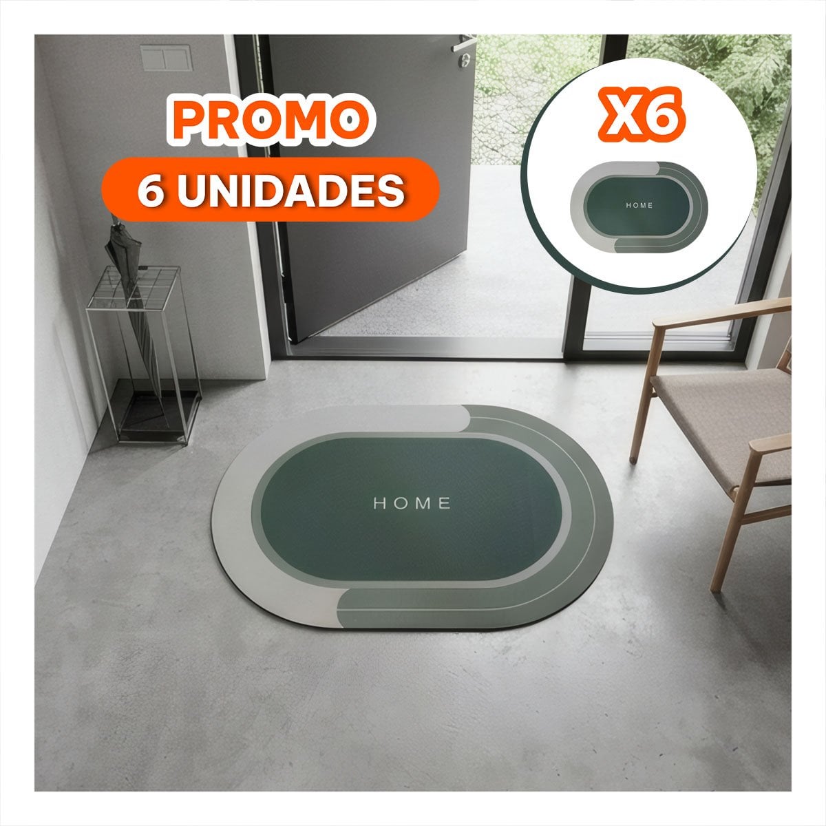 PACK6 MANTA HOME 38,7X57,5 CM OVALADA PARA SALA VERDE MILITAR YREGALO STICKER - 1