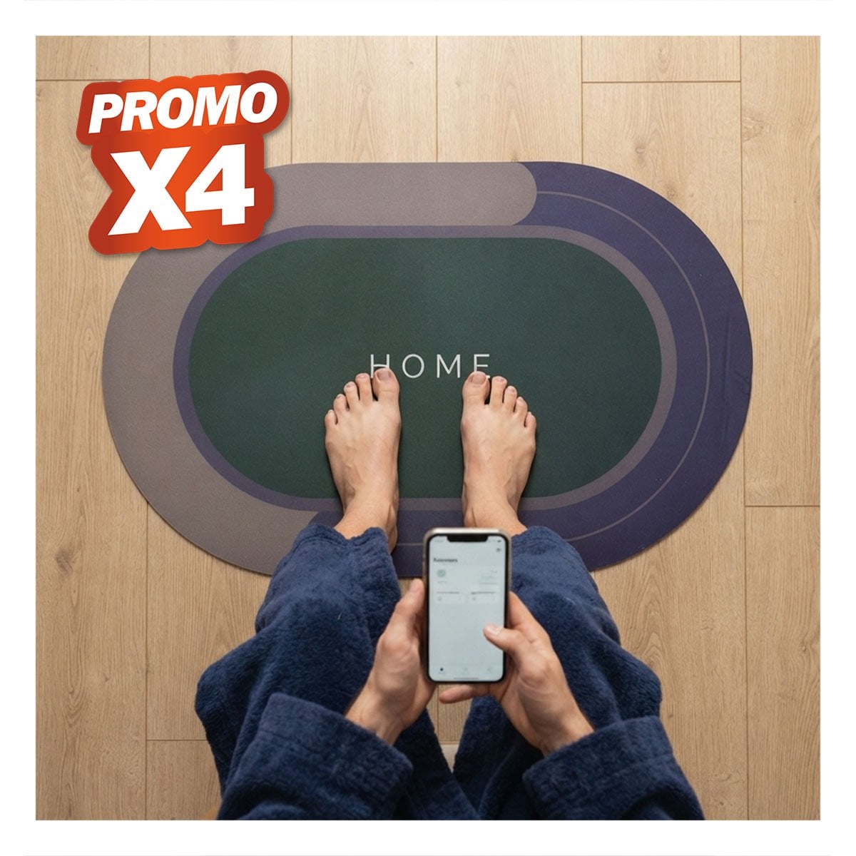 PACK4 ALFOMBRA HOME PARA PISO 38,7X57,5 CM OVALADO VERDE AZUL YPAPEL REGALO - 1