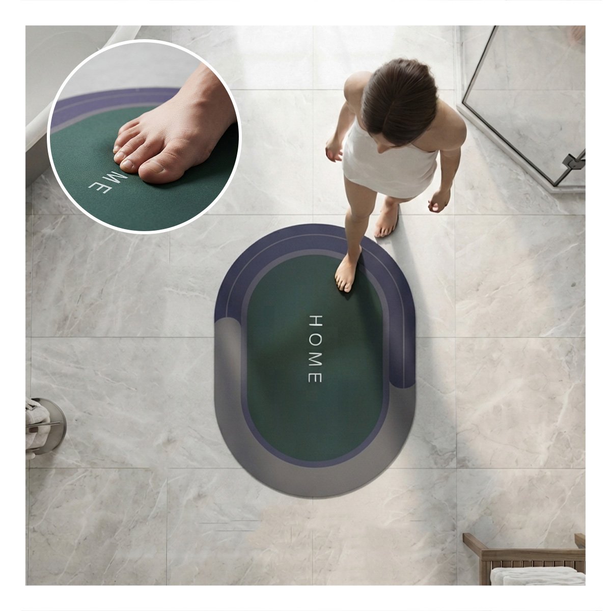 PACK4 ALFOMBRA HOME PARA PISO 38,7X57,5 CM OVALADO VERDE AZUL YPAPEL REGALO - 3