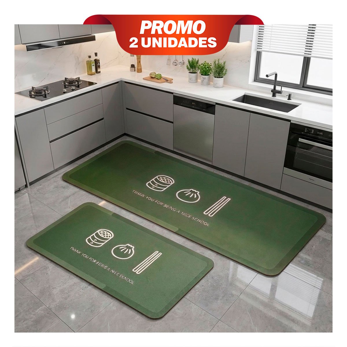 PACK2 PACK DE ALFOMBRAS THANK YOU RECTANGULARES PARA HOGAR 58X38 Y 140X38 CM YPAPEL REGALO - 1
