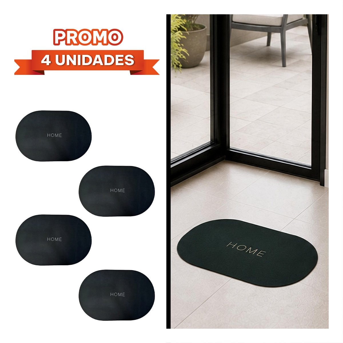 PACK4 MANTA OVALADA VERDE MILITAR PARA ENTRADA 38,7X57,5 CM HOME YREGALO STICKER - 1