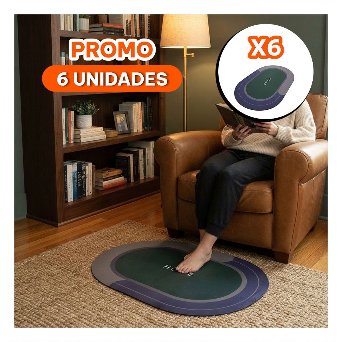 PACK6 MANTA HOME 38,7X57,5 CM OVALADA PARA SALA VERDE AZUL YREGALO STICKER - 1