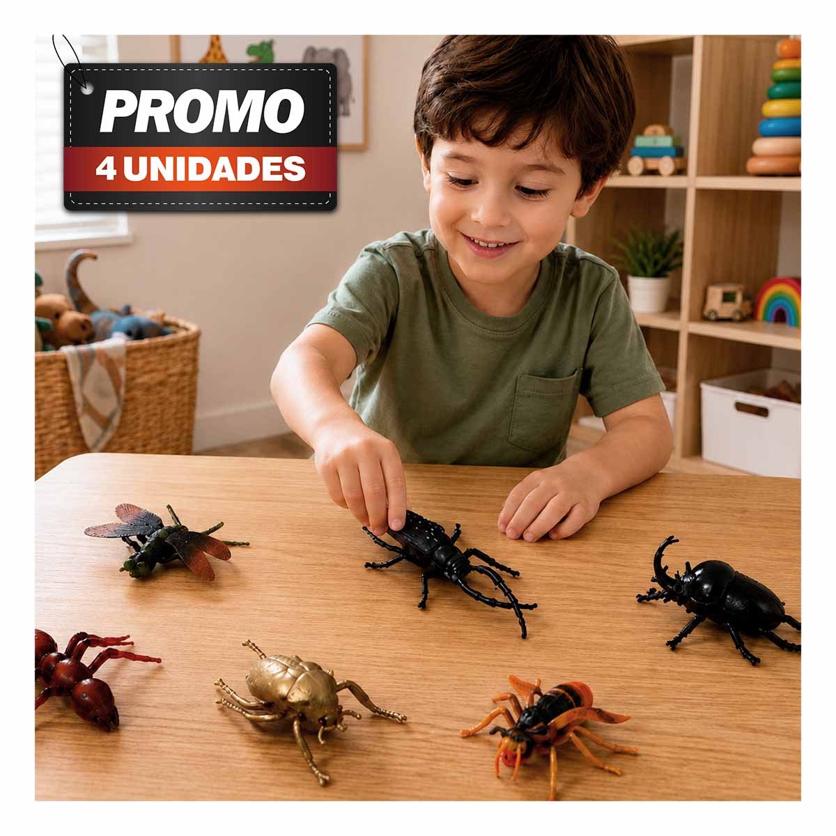 PACK4 SET DE FIGURAS ANIMALES INSECTOS 6 PZ MULTICOLOR PARA NINOS EN CASA - 1