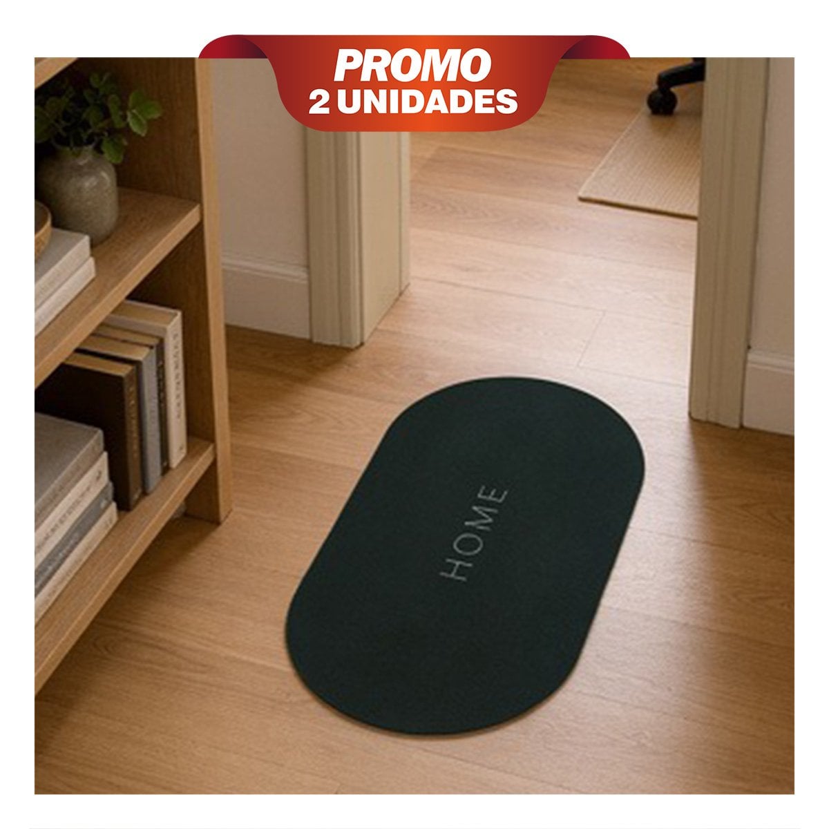 PACK2 MANTA DE PISO 38,7X57,5 CM OVALADA HOME VERDE MILITAR PARA HOGAR YPAPEL REGALO - 1
