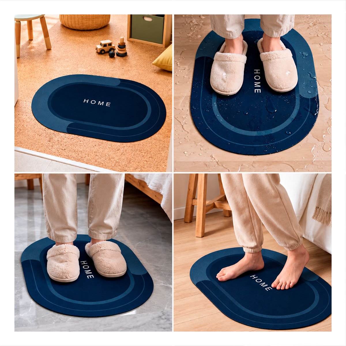 PACK2 ALFOMBRA OVALADA CON BORDE VERDE OSCURO AZUL 38,7X57,5 CM HOME - 4