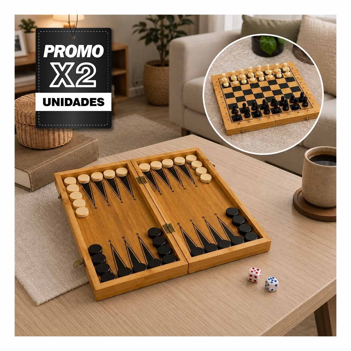 PACK2 TABLERO DE ESTRATEGIA CON JUEGOS CLASICOS 3 EN 1 - 1