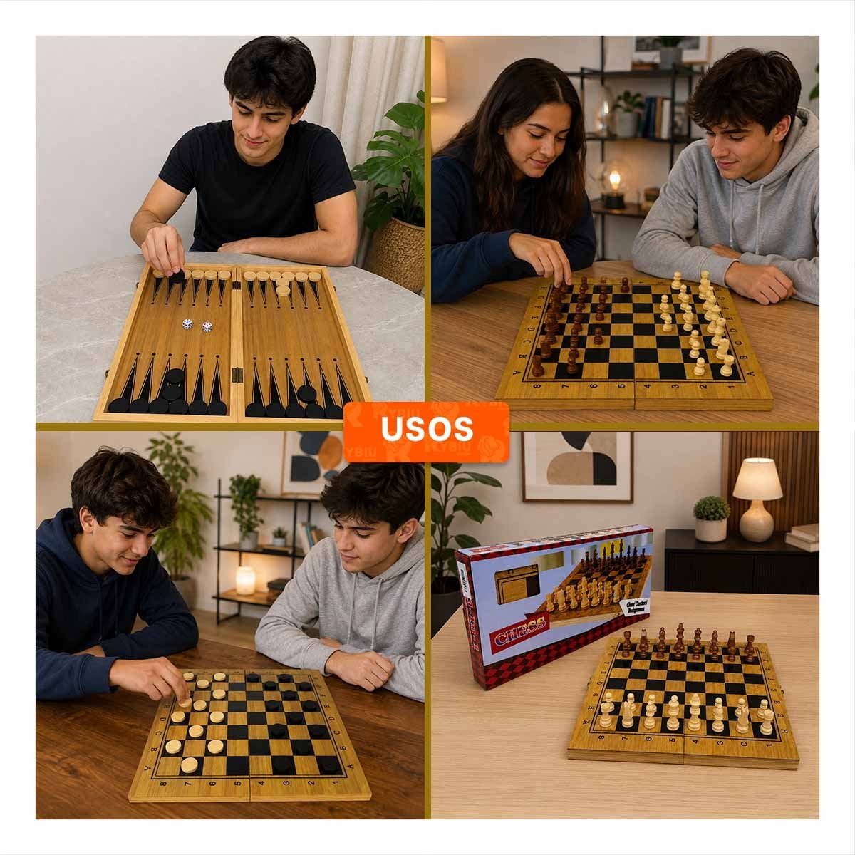 PACK2 TABLERO DE ESTRATEGIA CON JUEGOS CLASICOS 3 EN 1 - 4