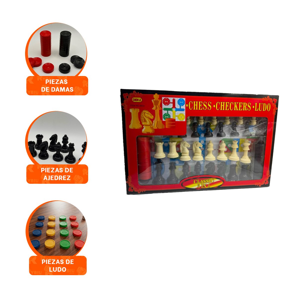 PACK6 SET INFANTIL CON TABLERO DE AJEDREZ Y JUEGOS DE MESA YREGALO STICKER - 4
