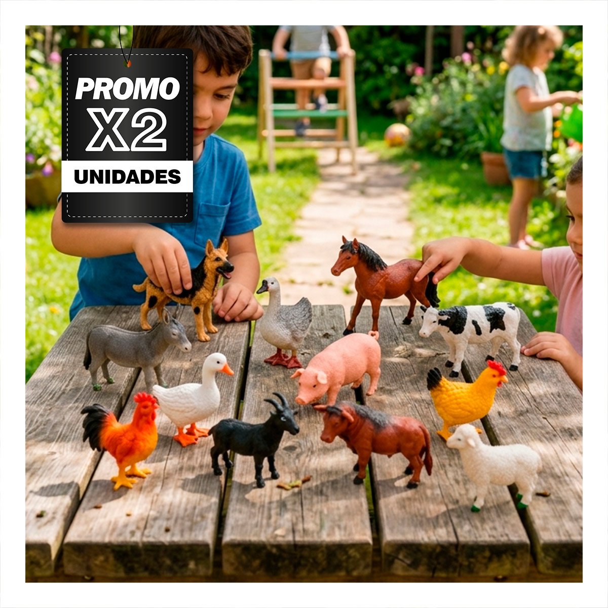 PACK2 BOLSA DE ANIMALES DE GRANJA 12 PZS MULTICOLOR PARA JUEGO EDUCATIVO INFANTIL - 1