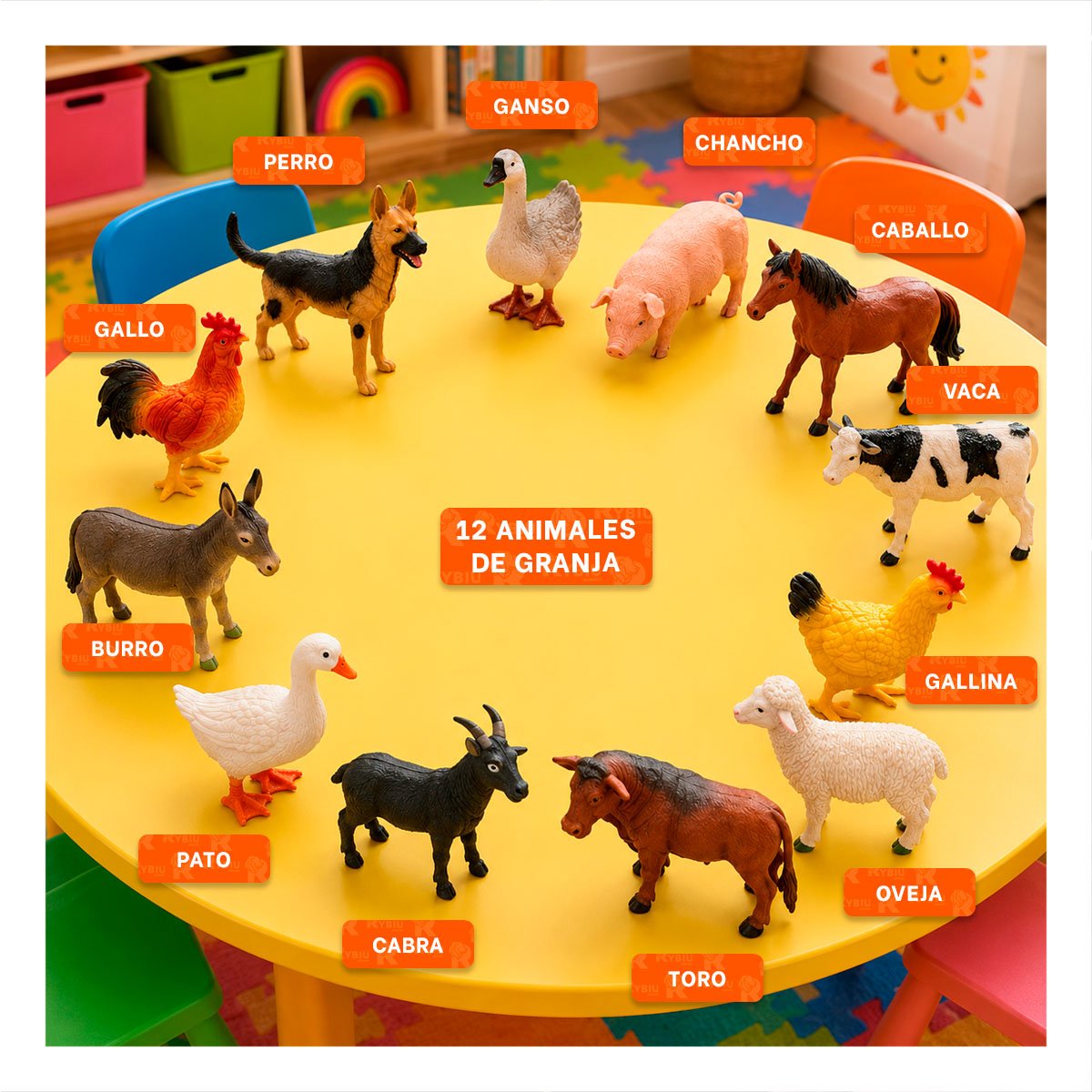 PACK2 ESTUCHE CON ANIMALES DE GRANJA 12 PZS PARA APRENDIZAJE Y DIVERSION YPAPEL REGALO - 3