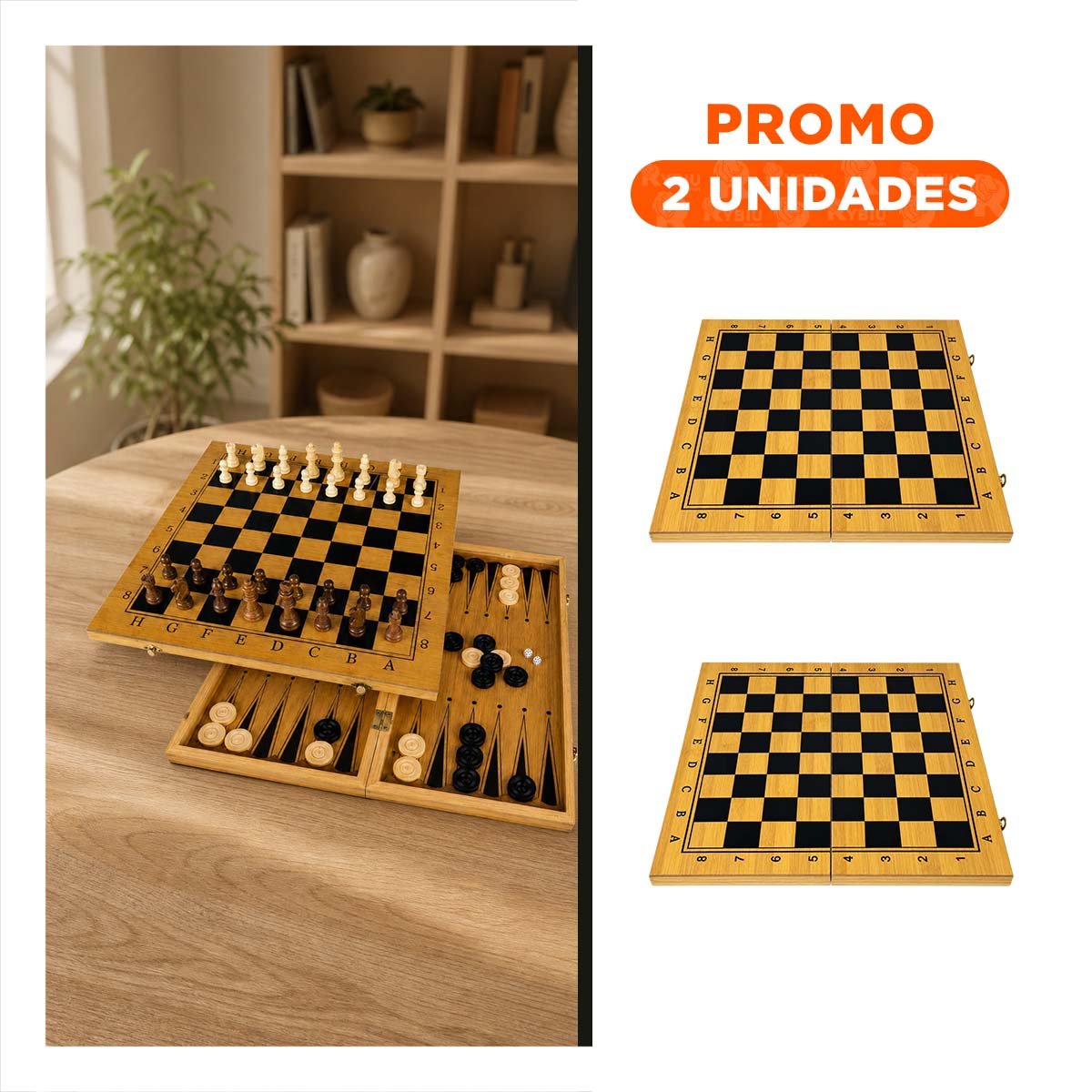 PACK2 KIT INFANTIL DE JUEGOS DE MESA CON AJEDREZ Y BACKGAMMON YREGALO STICKER - 1