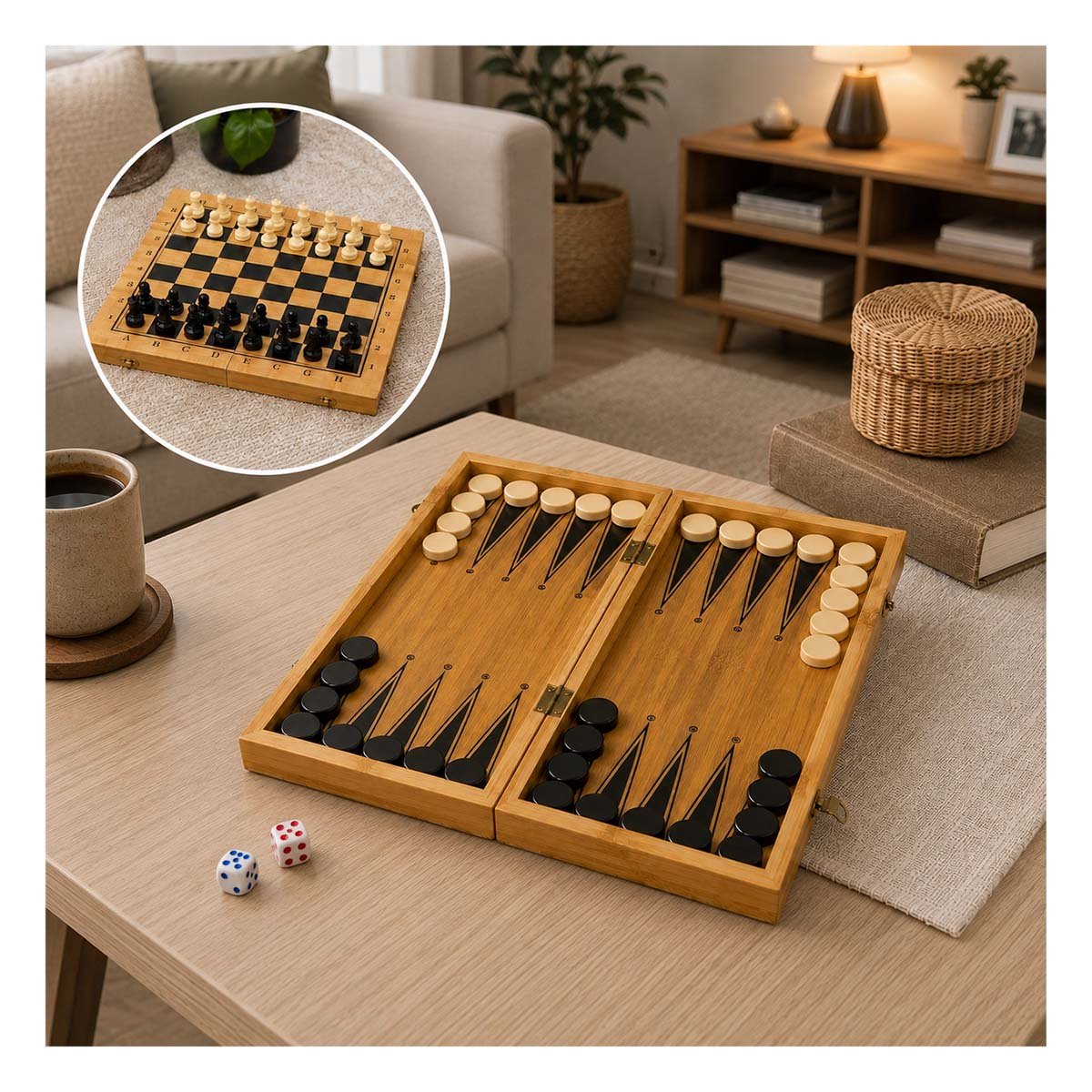 PACK2 KIT INFANTIL DE JUEGOS DE MESA CON AJEDREZ Y BACKGAMMON YREGALO STICKER - 3