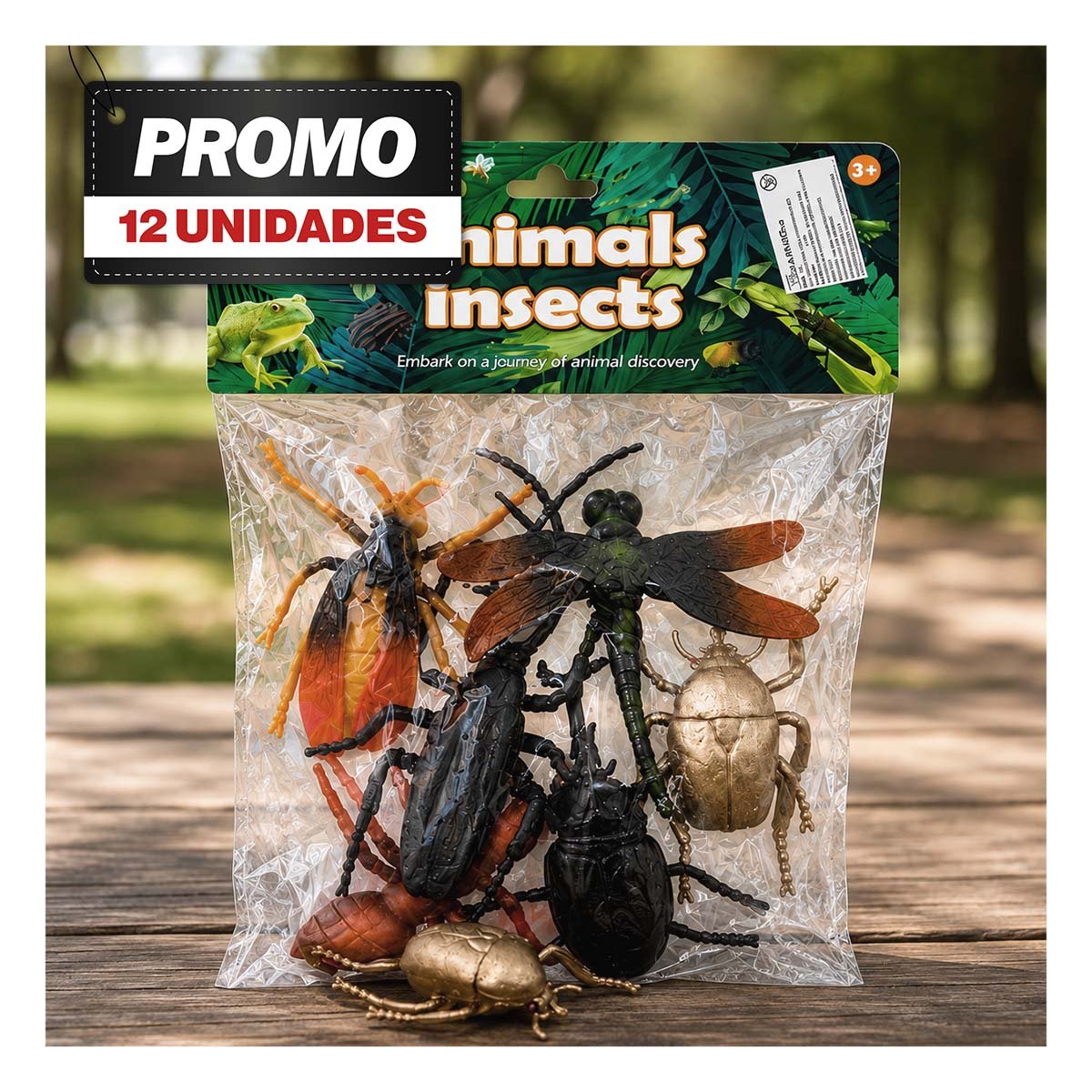 PACK12 ESTUCHE DIDACTICO DE ANIMALES INSECTOS 6 PZ MULTICOLOR PARA USO DIARIO - 1