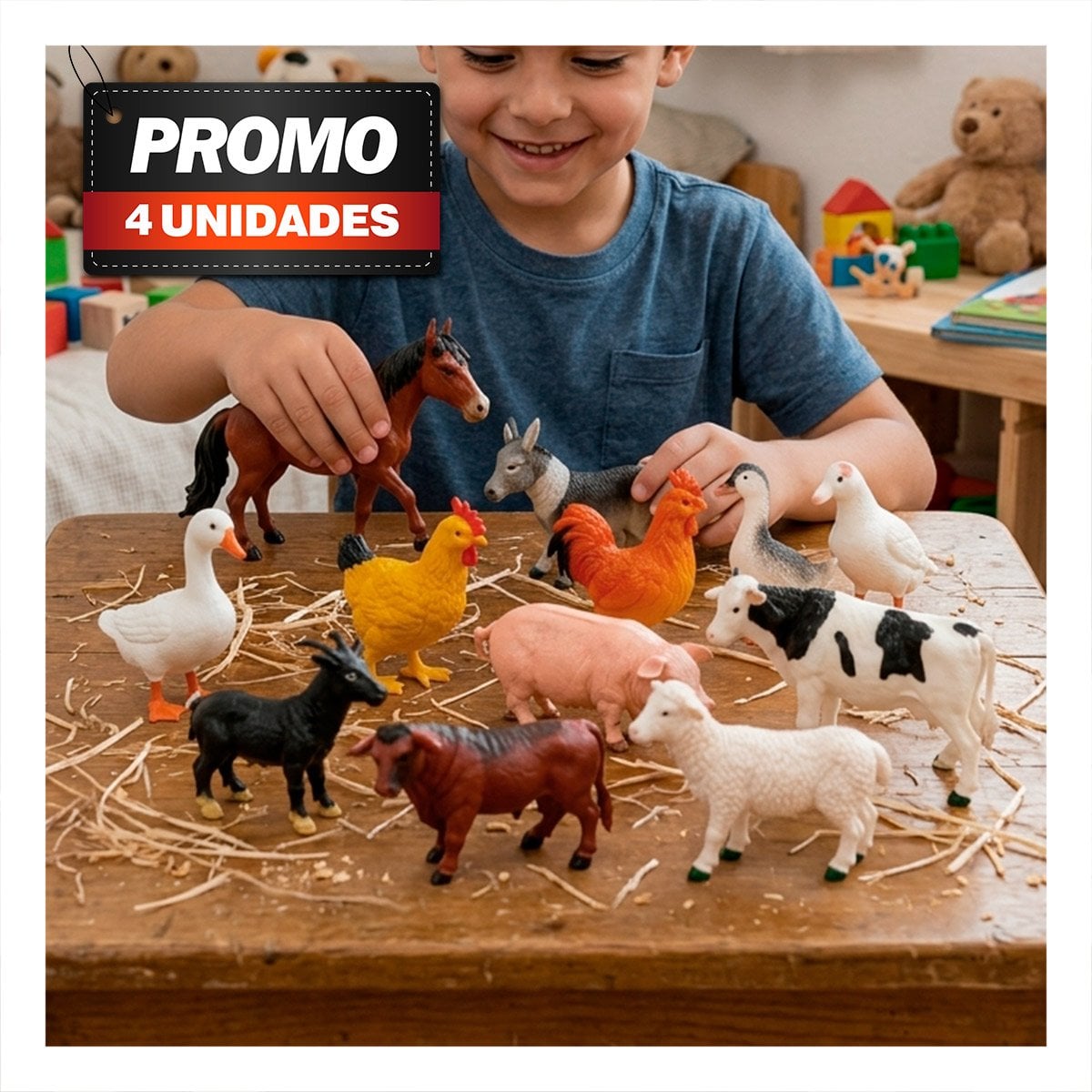 PACK4 SET DE FIGURAS ANIMALES DE GRANJA 12 PZS MULTICOLOR PARA NINOS EN CASA - 1