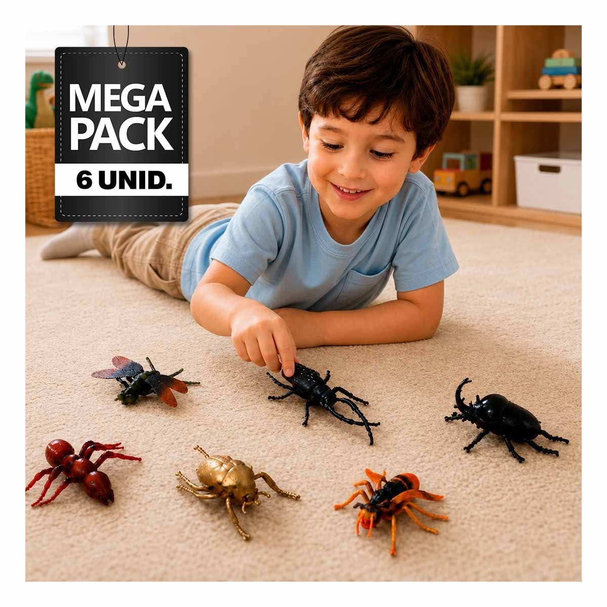 PACK6 PAQUETE CON ANIMALES INSECTOS 6 PZ MULTICOLOR PARA APRENDIZAJE Y DIVERSION - 1