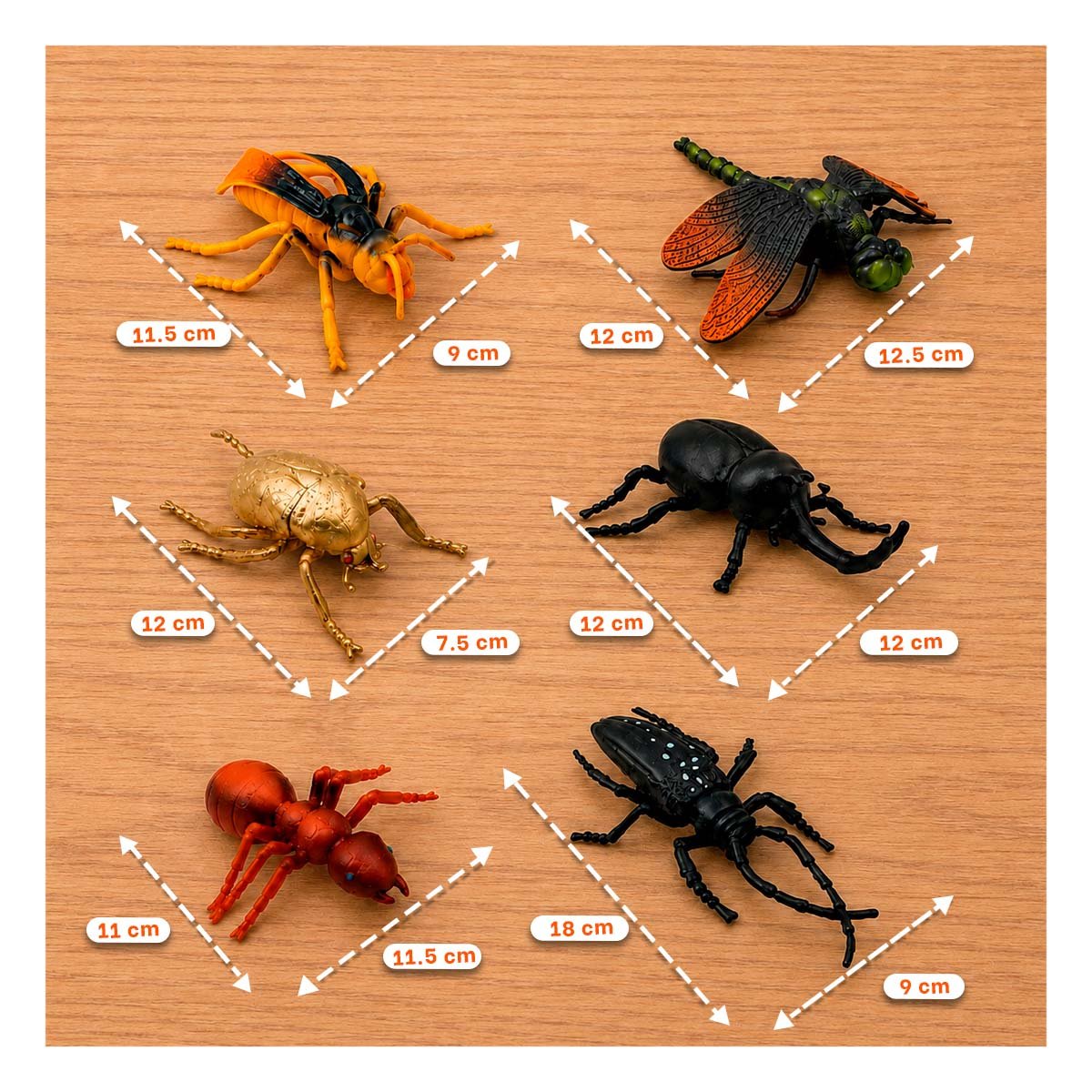 PACK6 PAQUETE CON ANIMALES INSECTOS 6 PZ MULTICOLOR PARA APRENDIZAJE Y DIVERSION - 2