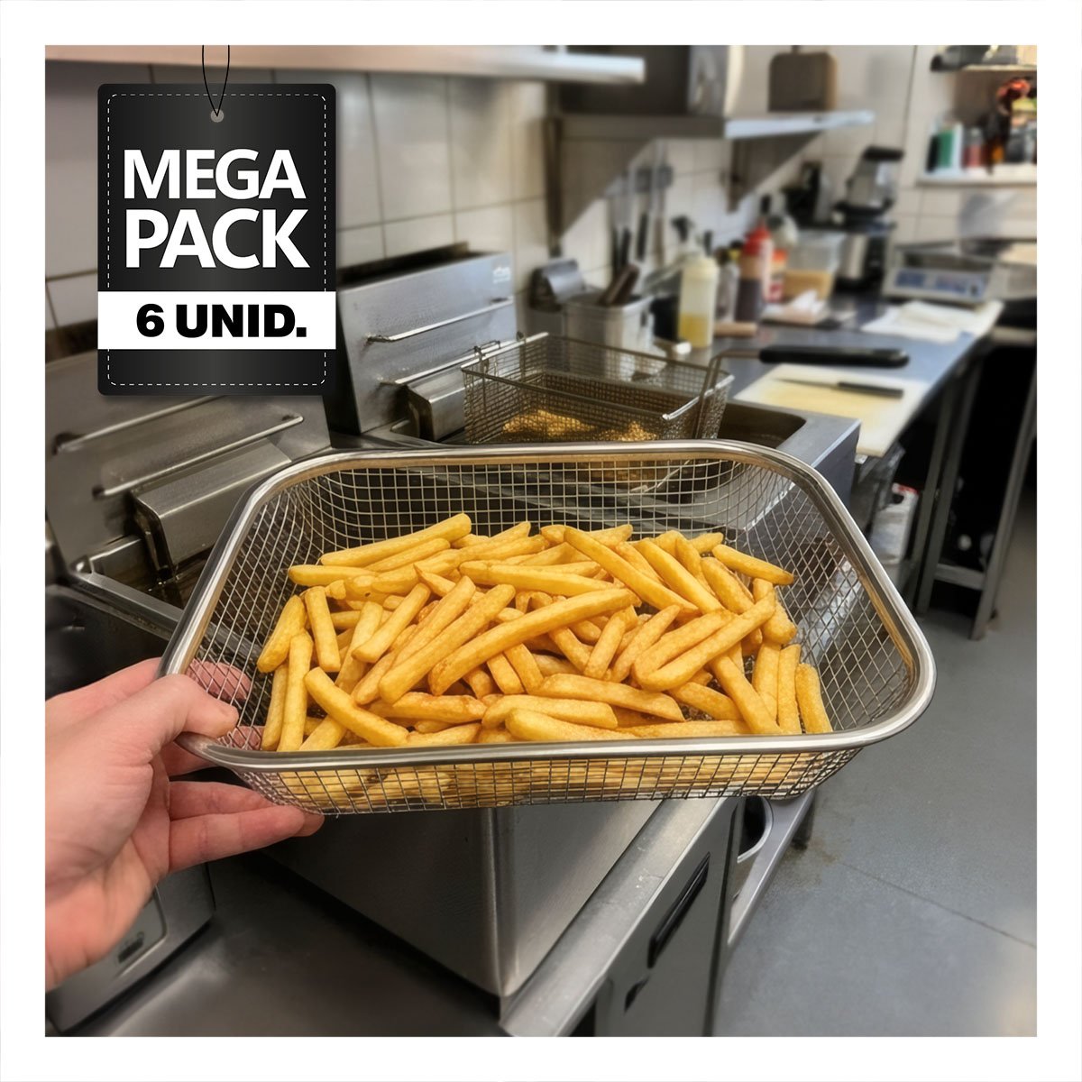 PACK6 CESTA DE MALLA PARA FRUTAS 29,5X22X6,3CM PLATEADO RECTANGULAR - 1