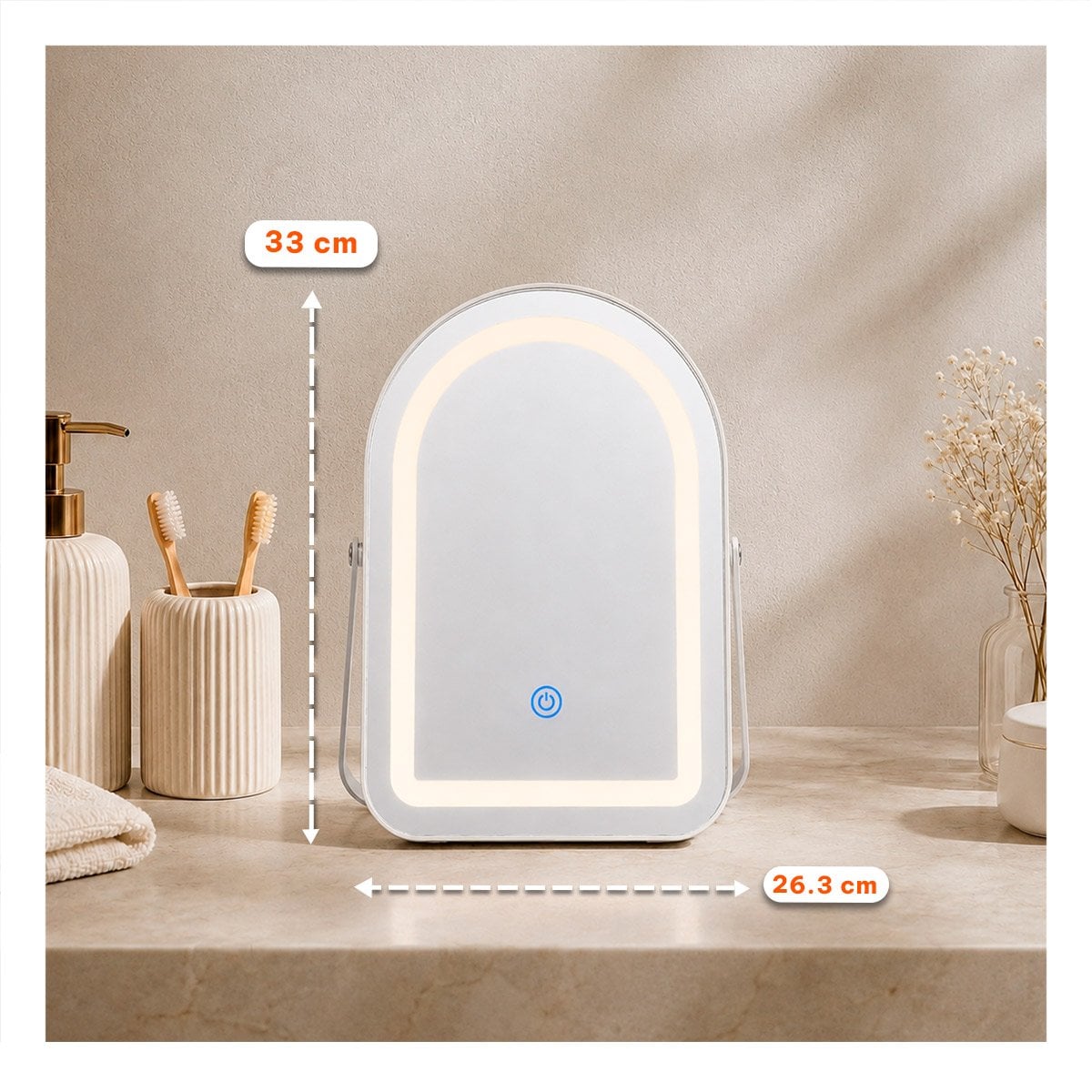 ESPEJO LED DE MESA CON 3 TIPOS DE LUZ PARA MAQUILLAJE Y CUIDADO BLANCO - 2
