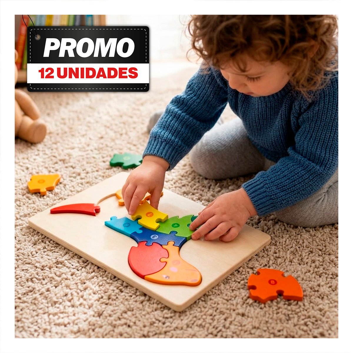 PACK12 PUZZLE PERRO NUMEROS MULTICOLOR EDUCATIVO PARA NIÑOS 18X30CM - 1