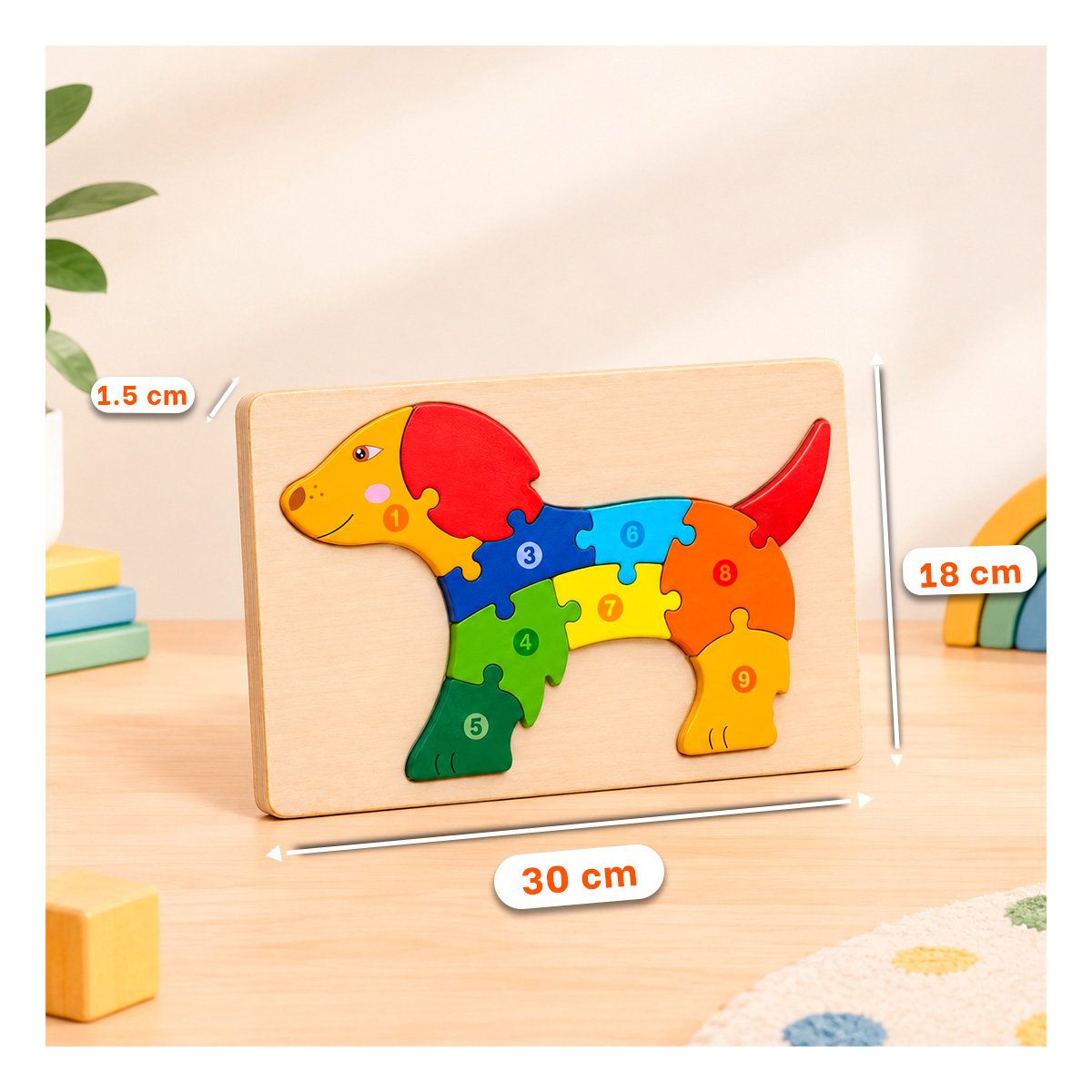 PACK2 PUZZLE DE NUMEROS CON FIGURA DE PERRO INFANTIL MULTICOLOR 18X30CM - 2