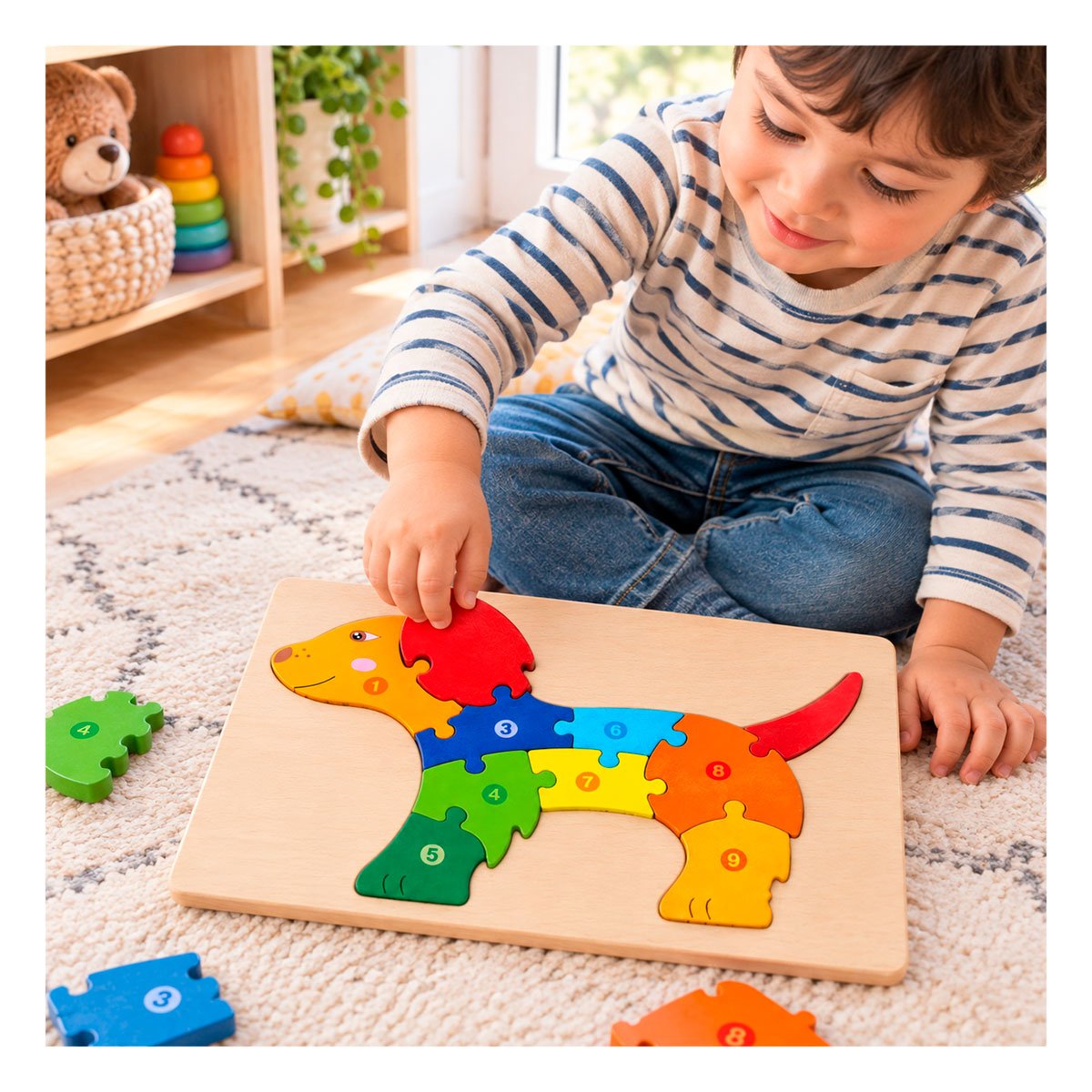 PACK2 PUZZLE DE NUMEROS CON FIGURA DE PERRO INFANTIL MULTICOLOR 18X30CM - 3