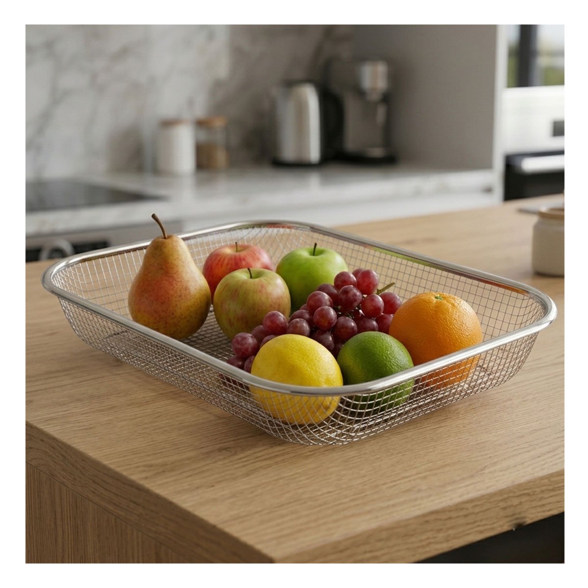 ORGANIZADOR MALLA RECTANGULAR PLATEADO 37,5X27X8CM PARA ESPACIOS Y REGALO STICKER - 1
