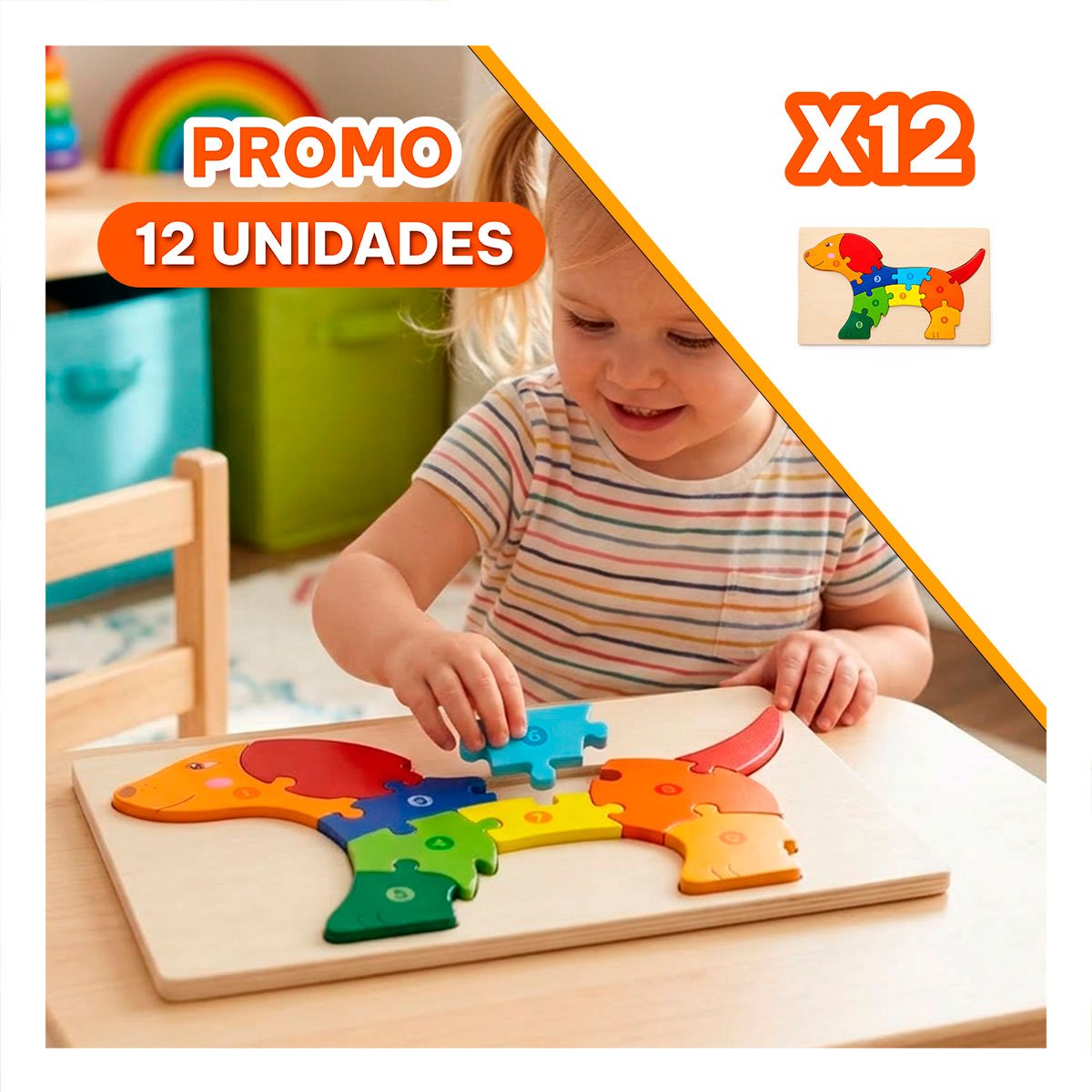 PACK12 TABLERO DE APRENDIZAJE PERRO CON NUMEROS MULTICOLOR 18X30CM YREGALO STICKER - 1