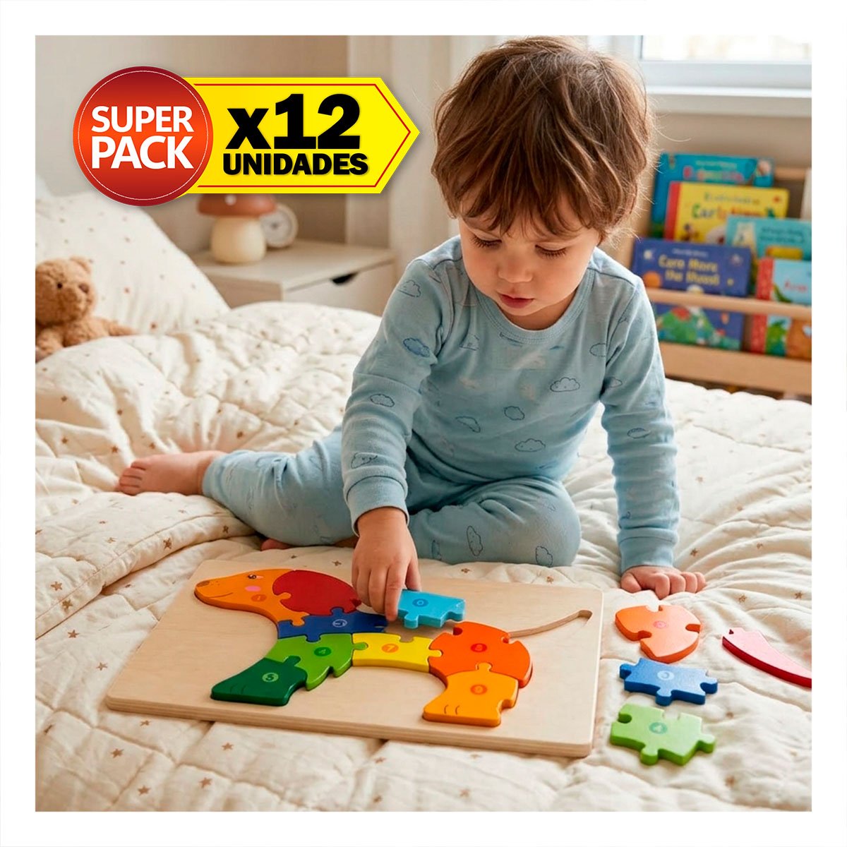 PACK12 JUEGO DE ENCAJE PERRO NUMEROS MULTICOLOR INFANTIL 18X30CM YPAPEL REGALO - 1